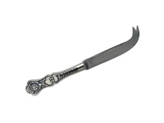 Серебряный нож для сыра с черневым декором на фигурной ручке «Черневой рисунок»